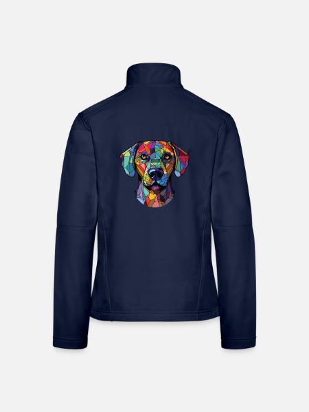 Cao De Castro Laboreiro Hunderasse Aquarellglas - Frauen Softshelljacke - Navy - Hinten