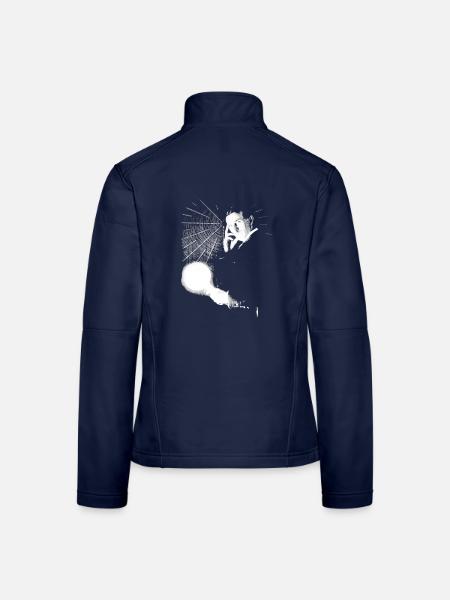 Nikola Tesla with light bulb and Tesla coil - Women's Softshell Jacket - navy - Back