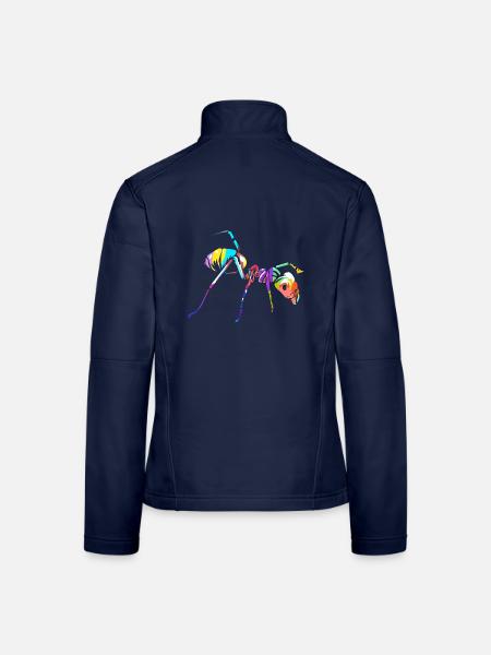Emsige Waldameise Ameisenhaufen - Frauen Softshelljacke - Navy - Hinten