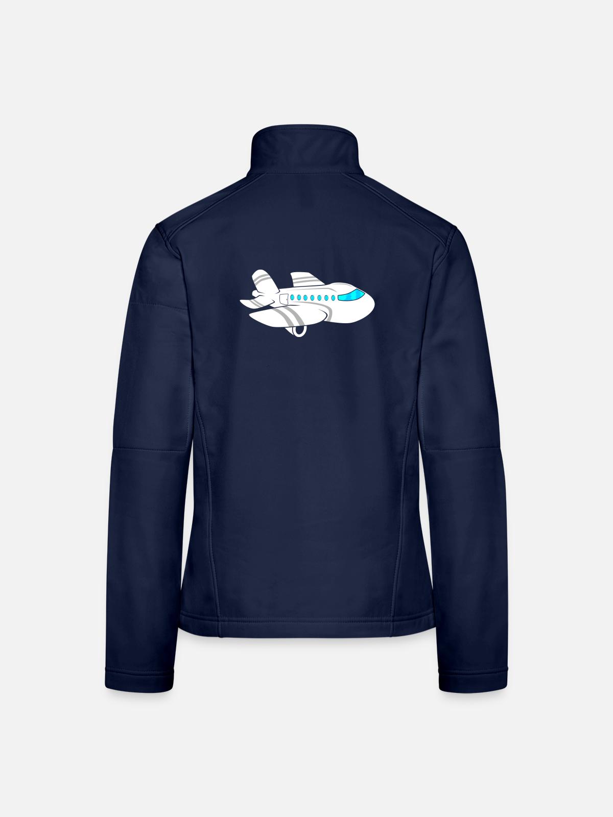Flugzeug - Frauen Softshelljacke - Navy - Hinten