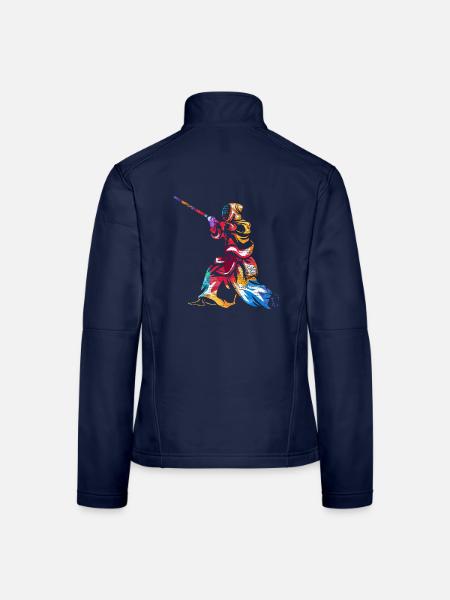 Furchtloser Kendo Schwertkämpfer - Frauen Softshelljacke - Navy - Hinten