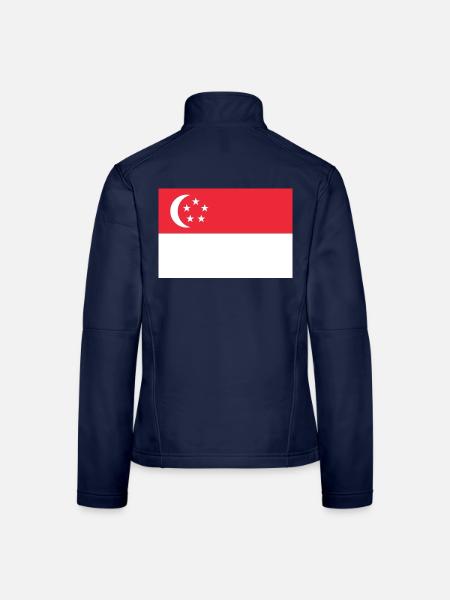 Singapur – Flagge, Wappen, Sichelmond und Sterne - Frauen Softshelljacke - Navy - Hinten