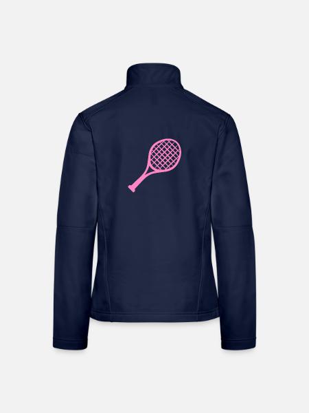 Tennis Schläger Rosa - Frauen Softshelljacke - Navy - Hinten