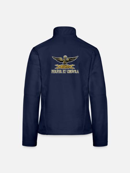 perfer et obdura latein teile und herrsche ROM - Frauen Softshelljacke - Navy - Hinten