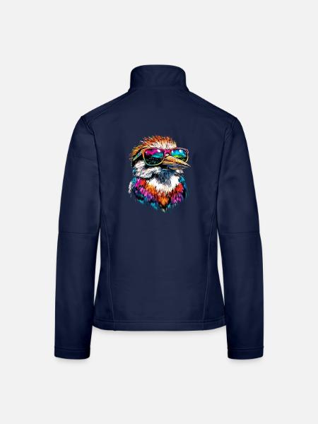 Kookaburra Jägerliest Lachender Hans Süßer Vogel - Frauen Softshelljacke - Navy - Hinten
