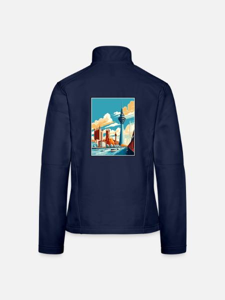 Düsseldorf Deutschland Vintage Reiseposter Souvenir - Frauen Softshelljacke - Navy