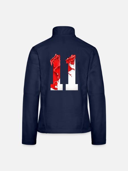 NO. 11 NUMBER 11 RED WHITE 11TH BIRTHDAY - Women's Softshell Jacket - navy - Back