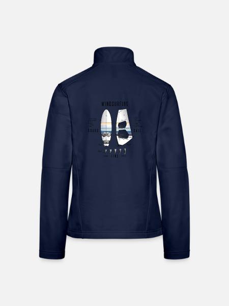 Windsurfausrüstung mit Flossen - Frauen Softshelljacke - Navy - Hinten