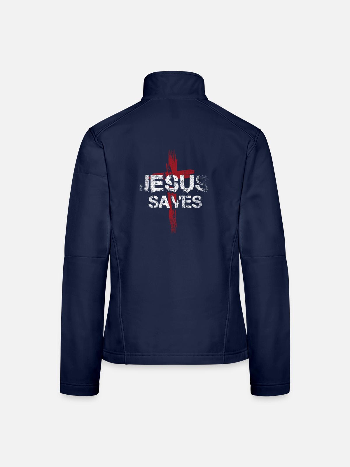 Jesus Saves - Frauen Softshelljacke - Navy - Hinten