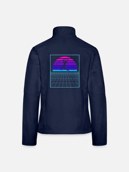 Vaporwave Stabhochspringer Leichtathletik Stabhoch - Frauen Softshelljacke - Navy - Hinten