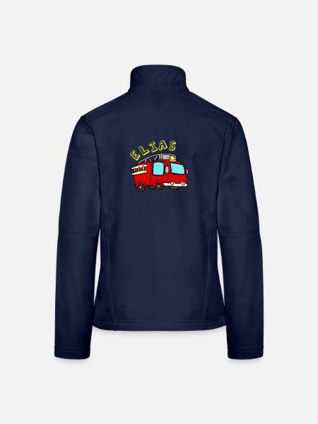 Feuerwehrauto - Frauen Softshelljacke - Navy - Hinten