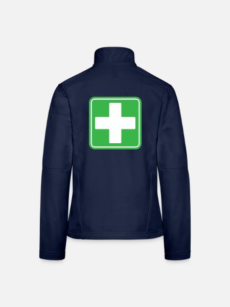 First Aid Medical Cross Sicherheitssymbol Vektor-Symbol - Frauen Softshelljacke - Navy - Hinten