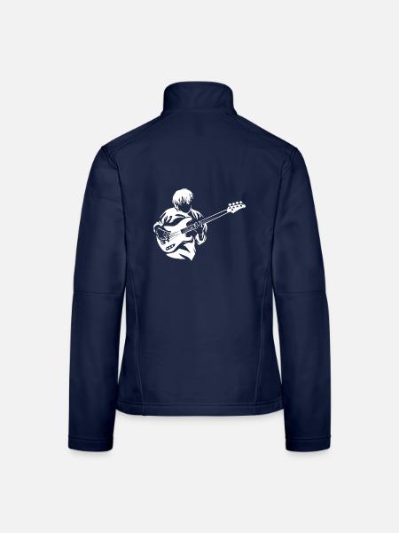 Vibrierender E-Bass Konzertbühne - Frauen Softshelljacke - Navy - Hinten