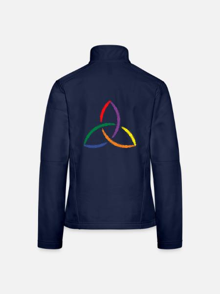 Keltisches Symbol Triquetra Regenbogen - Frauen Softshelljacke - Navy - Hinten