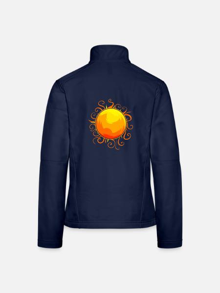 Goldene Sonne Ornament Boho Ranken - Frauen Softshelljacke - Navy