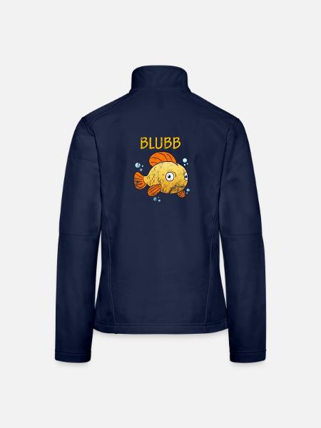 Blubb Goldfisch Süßer Fisch Aquarium Fischchen - Frauen Softshelljacke - Navy - Hinten