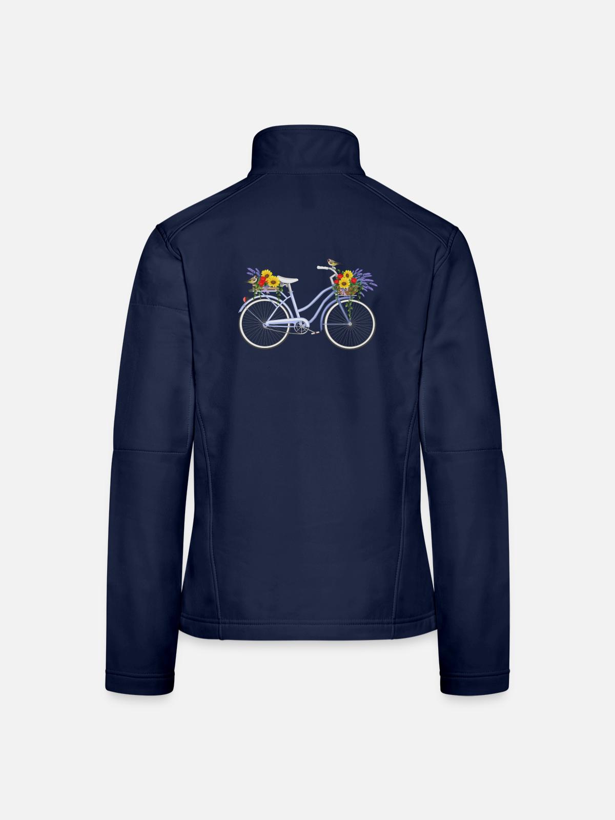 Fahrrad mit Lavendel - Frauen Softshelljacke - Navy - Hinten