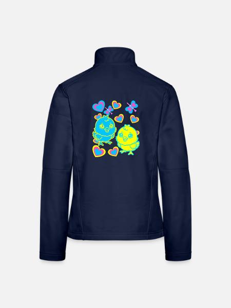 Küken Ostern Kind Kinder - Frauen Softshelljacke - Navy - Hinten