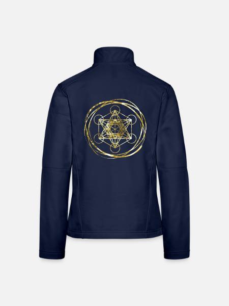 Metatrons Cube Gold heilige Geometrie - Frauen Softshelljacke - Navy