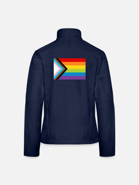 Drapeau de la fierté LGBT / Nouveau drapeau de progrès arc-en-ciel - Veste en tissu softshell Femme - bleu marine - Dos