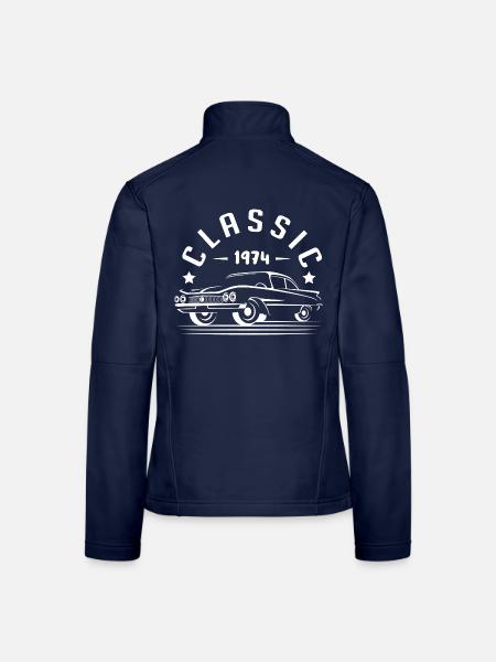 Klassisch 1974. - Frauen Softshelljacke - Navy - Hinten