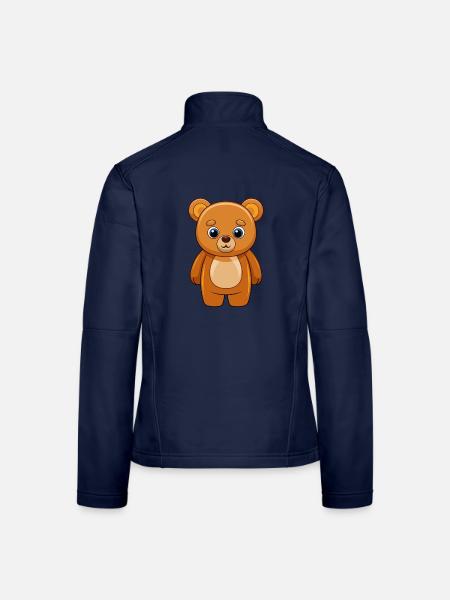 Ours Mignon Mascotte Personnage De Dessin Animé Kawaii - Veste en tissu softshell Femme - bleu marine - Dos