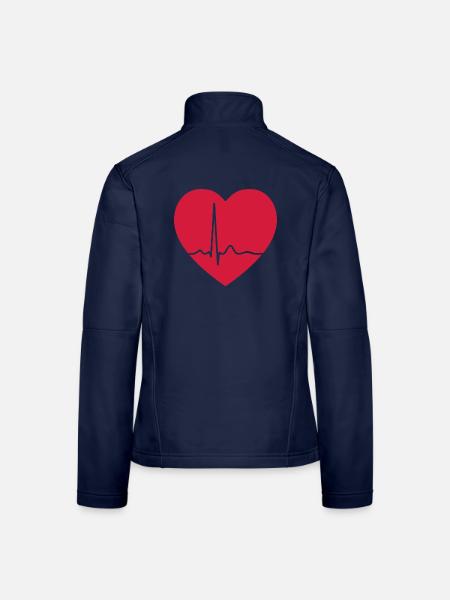 Herzschlag-EKG-Linie Medizinischer Pulswellen-Ikon-Vektor - Frauen Softshelljacke - Navy - Hinten