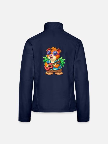 Lustige Meerschweinchen Sommer Strand Sonnenbrille Hawaiianisch - Frauen Softshelljacke - Navy