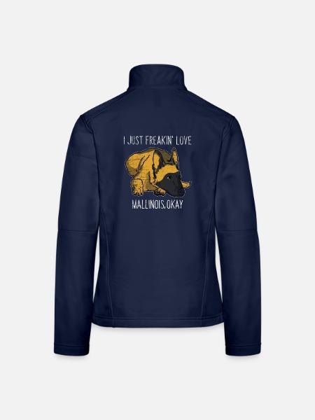 Aufmerksamer Malinois Diensthund - Frauen Softshelljacke - Navy - Hinten