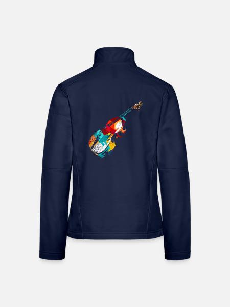 Brummender Kontrabass Jazzorchester - Frauen Softshelljacke - Navy - Hinten
