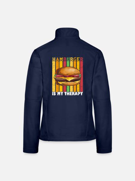 Hamburger ist meine Therapie Burger Eater Food Lov - Frauen Softshelljacke - Navy - Hinten