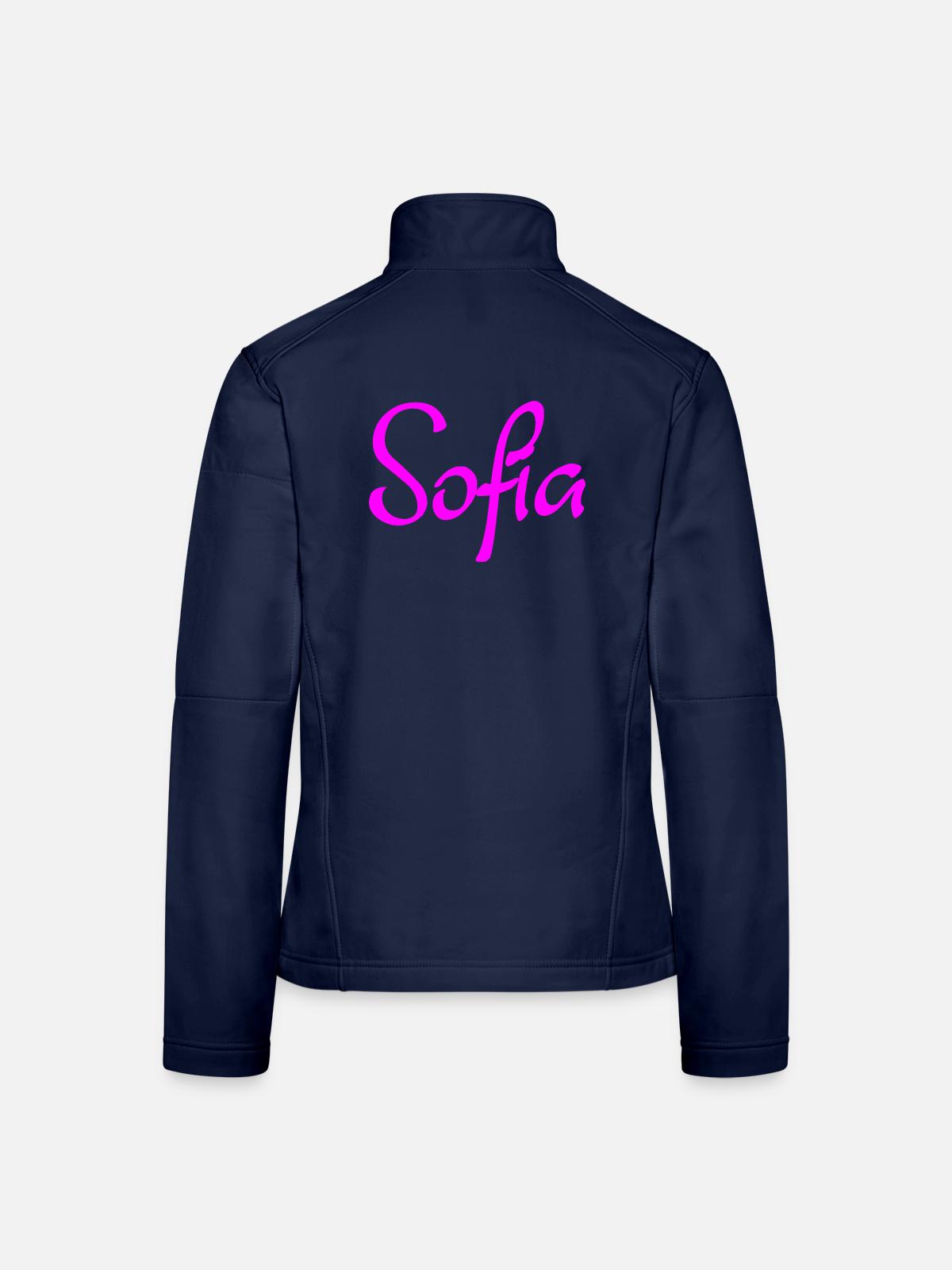 Sofia Neon-Schriftzug - Frauen Softshelljacke - Navy - Hinten