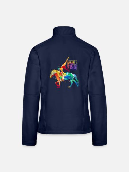 Schwungvolle Voltigierakrobatin Pferd - Frauen Softshelljacke - Navy - Hinten