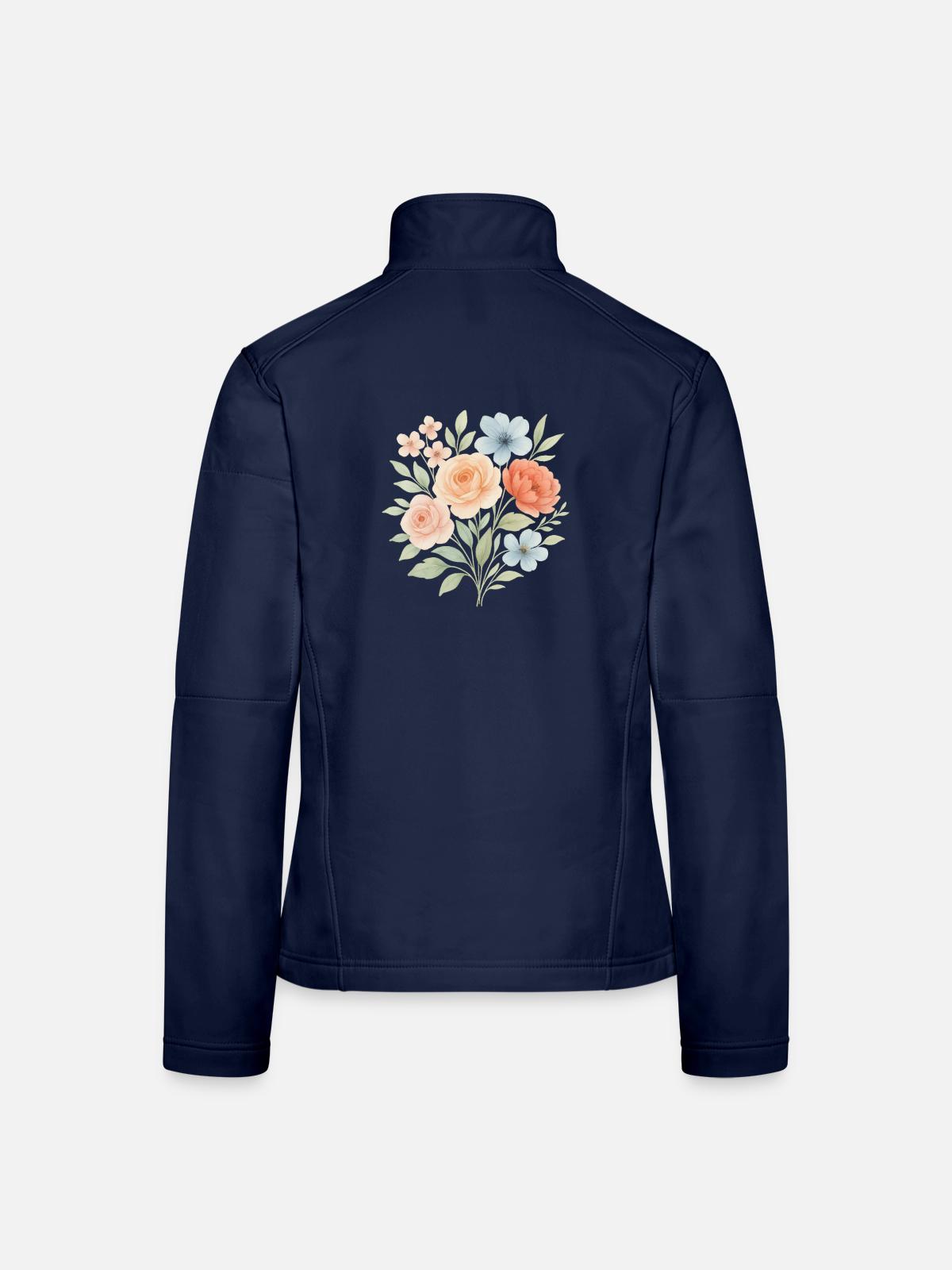 Blütentraum – nostalgisch & zart - Frauen Softshelljacke - Navy - Hinten