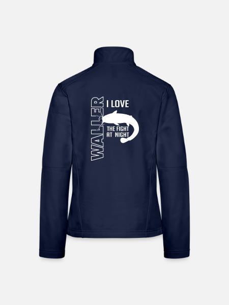 Waller fischen Nachtangeln Angler und Anglerin - Frauen Softshelljacke - Navy - Hinten