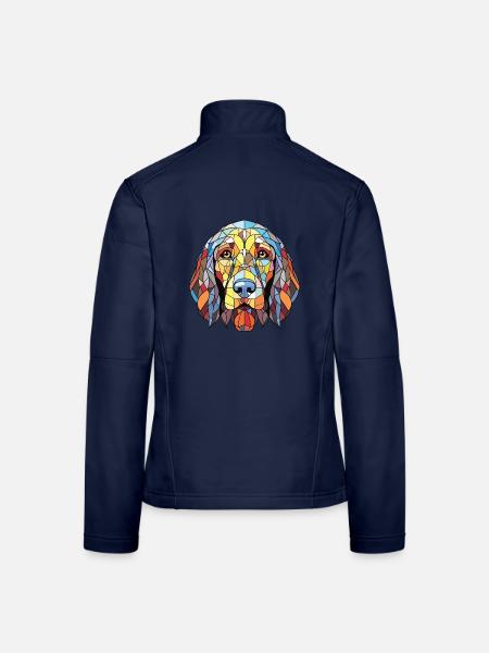 Portugiesischer Wachhund Rasse buntes Aquarell - Frauen Softshelljacke - Navy - Hinten