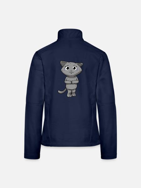 Traurige Katze - Frauen Softshelljacke - Navy - Hinten