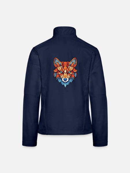 Fuchs Buntes Aquarell Tier Haustier Illustration - Frauen Softshelljacke - Navy - Hinten