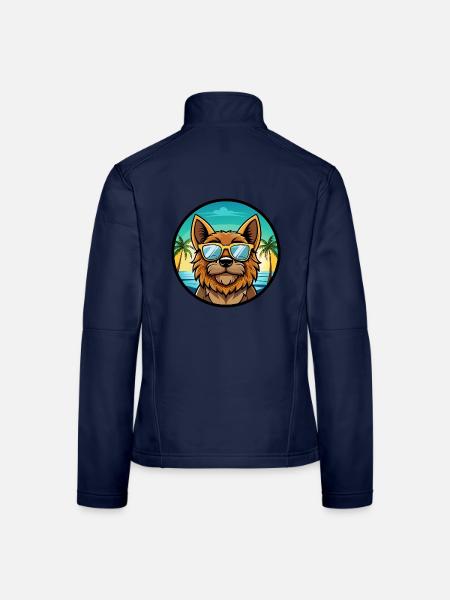 Griffon Bruxellois Hunderasse Cartoon Sonnenbrille - Frauen Softshelljacke - Navy - Hinten