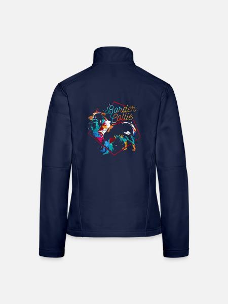 Wachsamer Border Collie Hütehund - Frauen Softshelljacke - Navy - Hinten