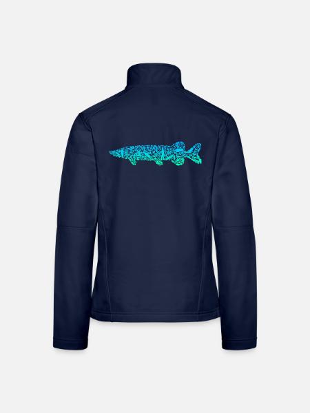 Hecht Angeln Fisch farbig Hecht Angler Fischer - Frauen Softshelljacke - Navy