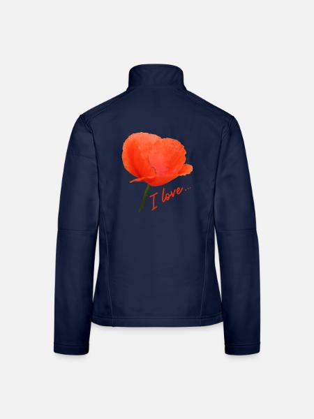 Mohn I love Mohnblume - Frauen Softshelljacke - Navy - Hinten
