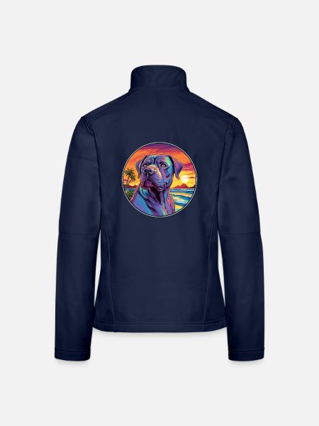 Perro de Presa Canario Hunderasse Bunte Karikatur - Frauen Softshelljacke - Navy - Hinten