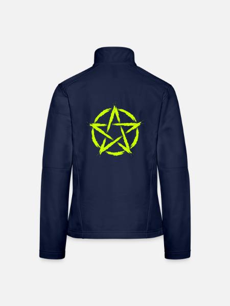 Pentagramm Symbol Böse Gelb - Frauen Softshelljacke - Navy - Hinten