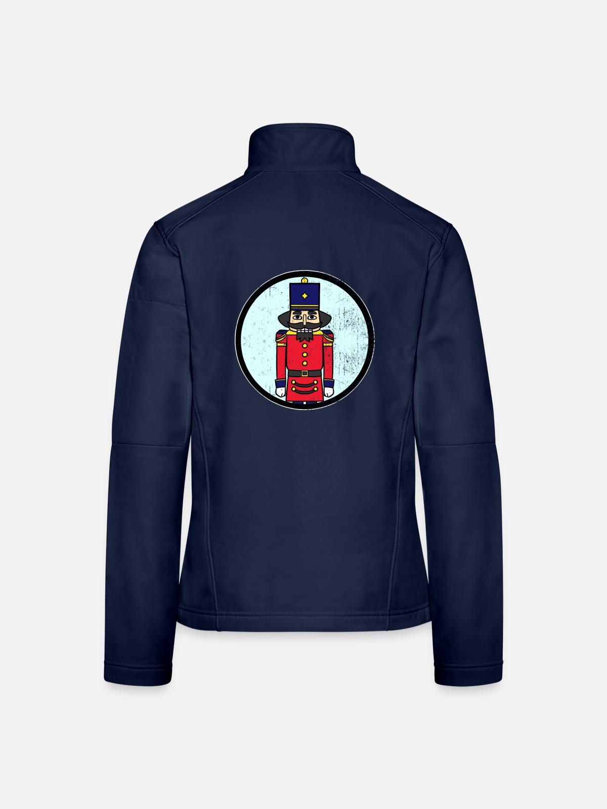 Fescher Nussknacker Weihnachtsmarkt - Frauen Softshelljacke - Navy - Hinten