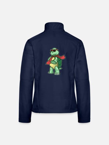 Verspielte Schildkröte Korallenriff - Frauen Softshelljacke - Navy - Hinten