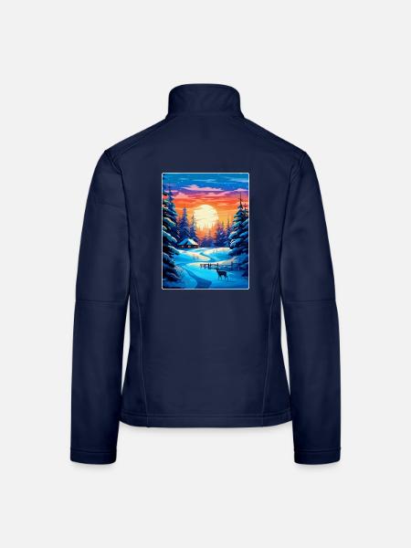 Laponie Finlande Affiche de voyage vintage souvenir WPA - Veste en tissu softshell Femme - bleu marine