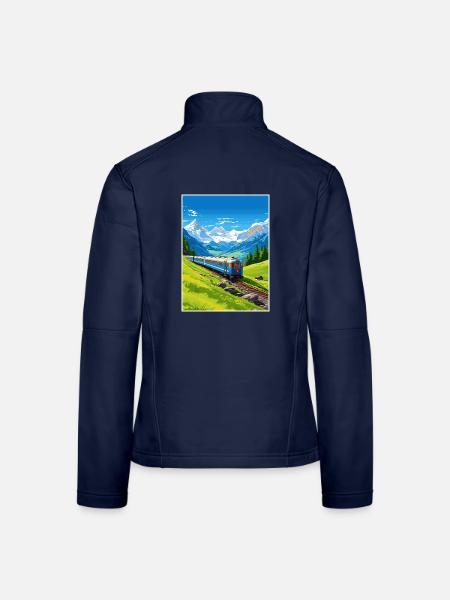 Orient Express Europa Deko Vintage Reiseposter - Frauen Softshelljacke - Navy - Hinten