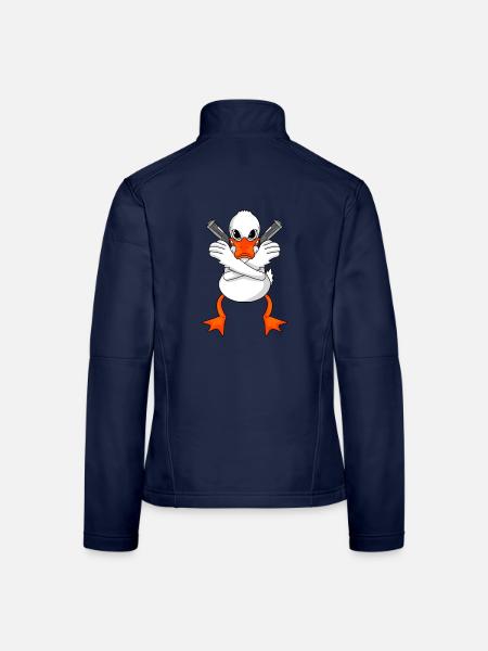 Ente mit Pistole - Frauen Softshelljacke - Navy - Hinten