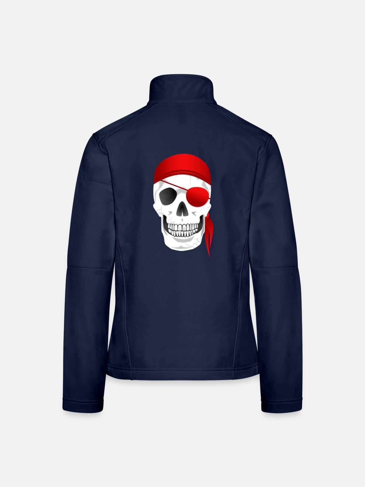 Totenkopf Pirat - Frauen Softshelljacke - Navy - Hinten